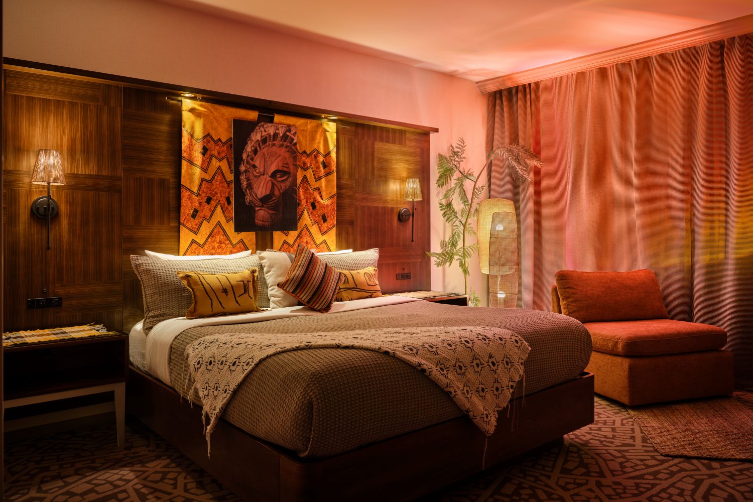 Hilton New York Times Square’s The Lion King’s Royal Suite bedroom