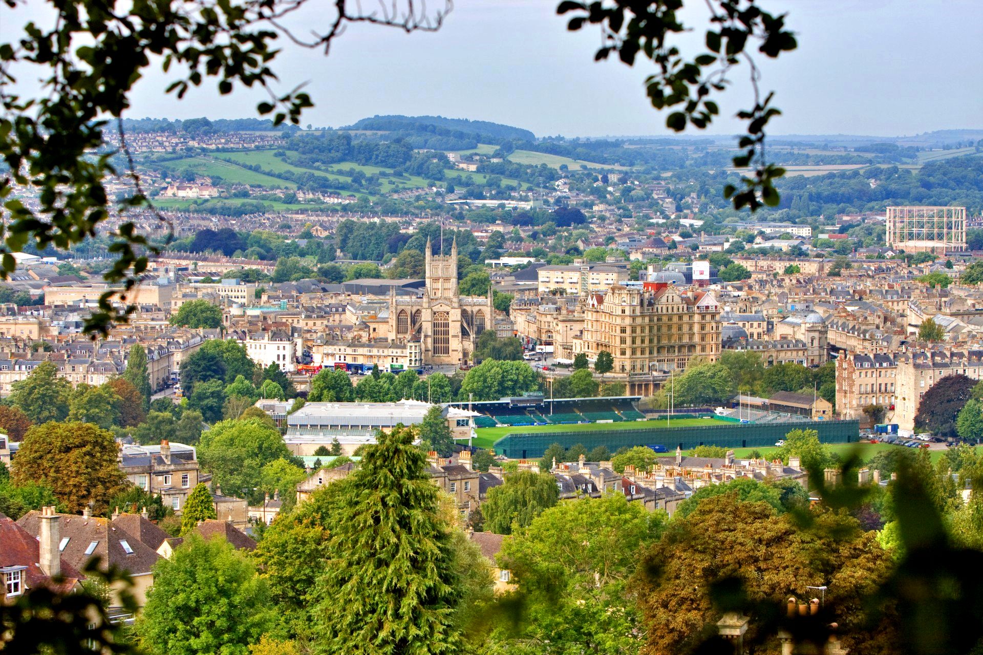 Aerial view of the City of Bath in England, UK