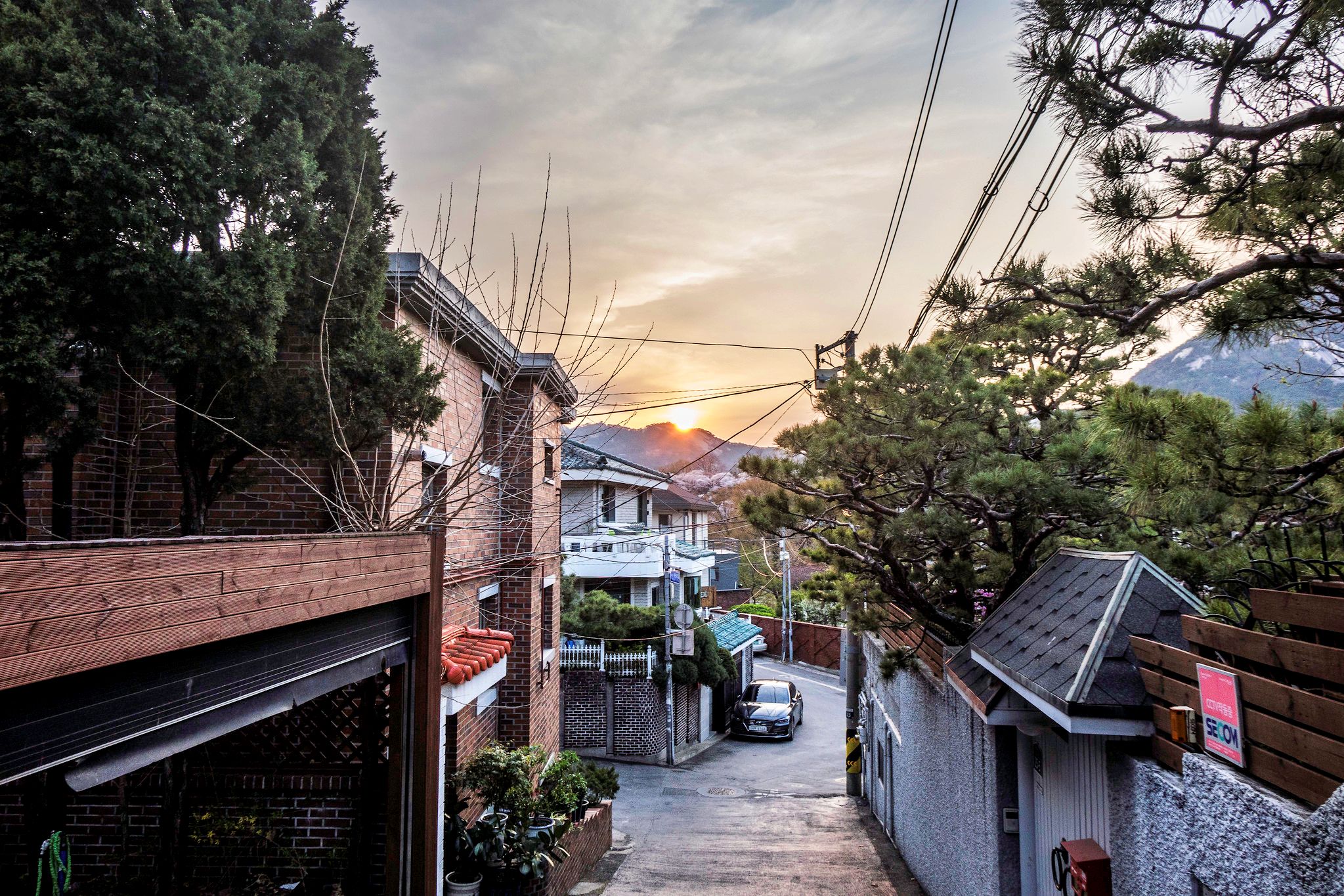 Village at sunset