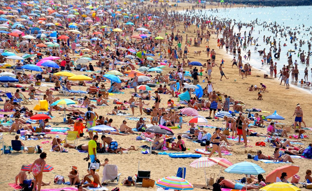 Crowded beach in Spain