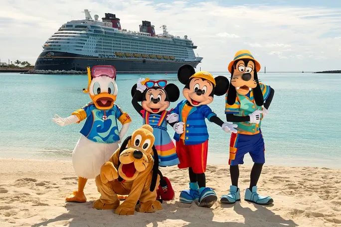 Disney characters at Castaway Cay