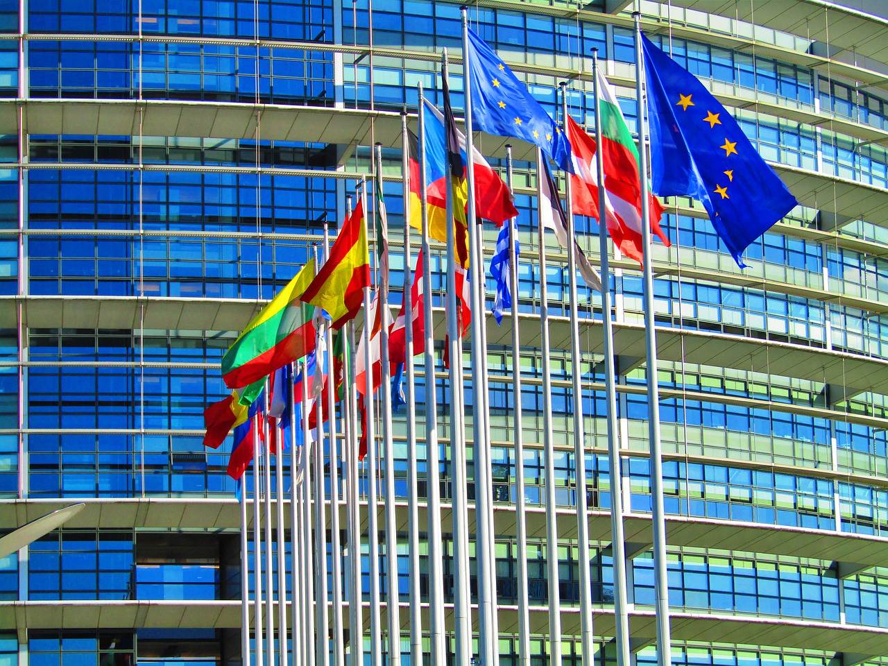 Flags at EU Parliament