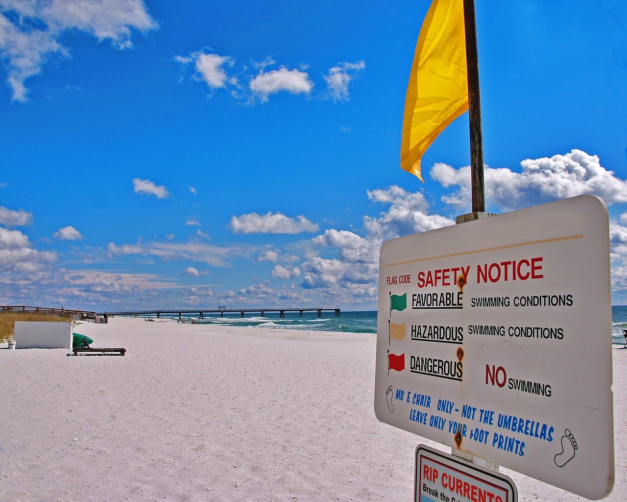 Warning flag at the beach