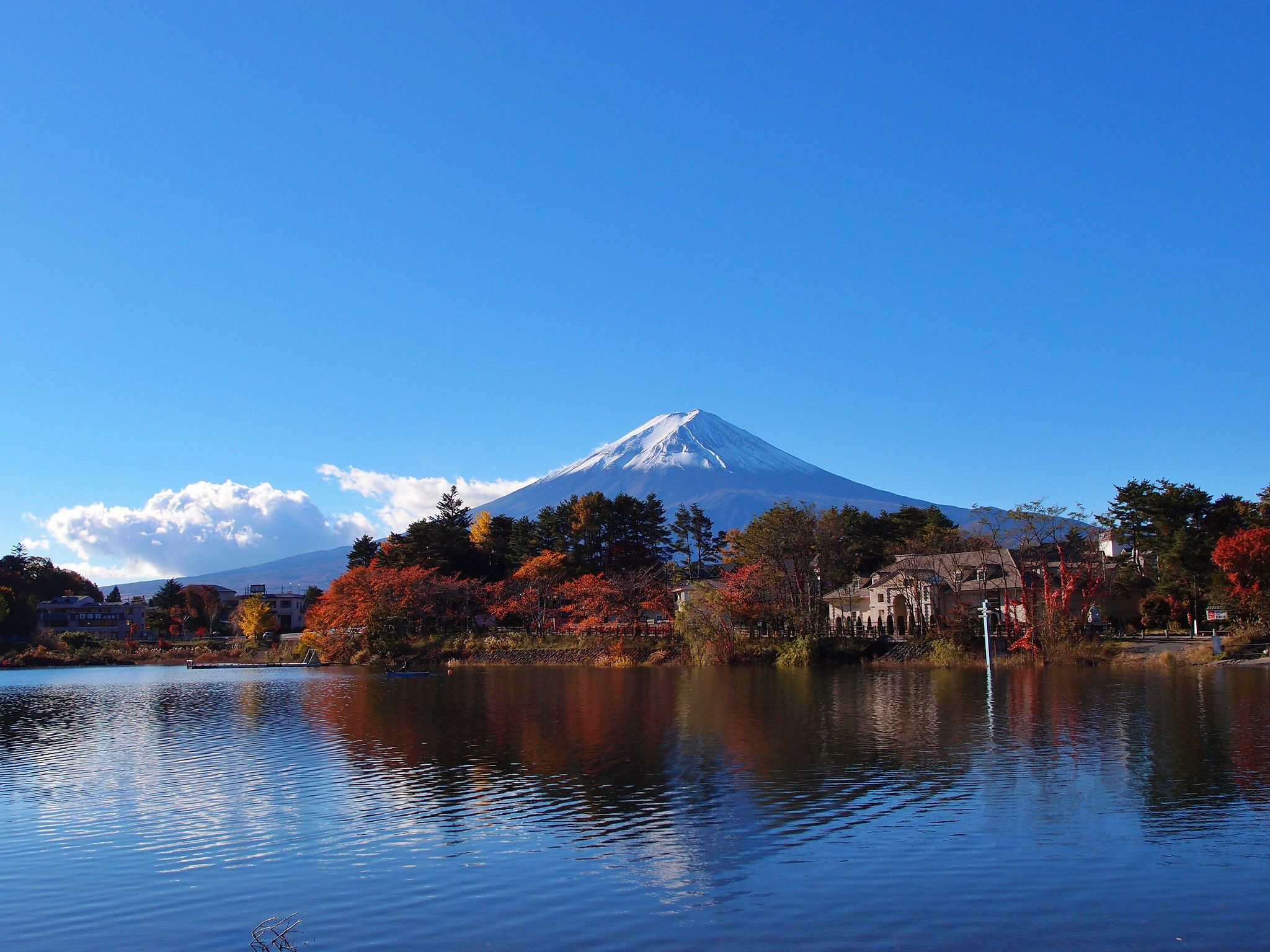 Perfect view of Mount Fuji from Lake Kawaguchiko