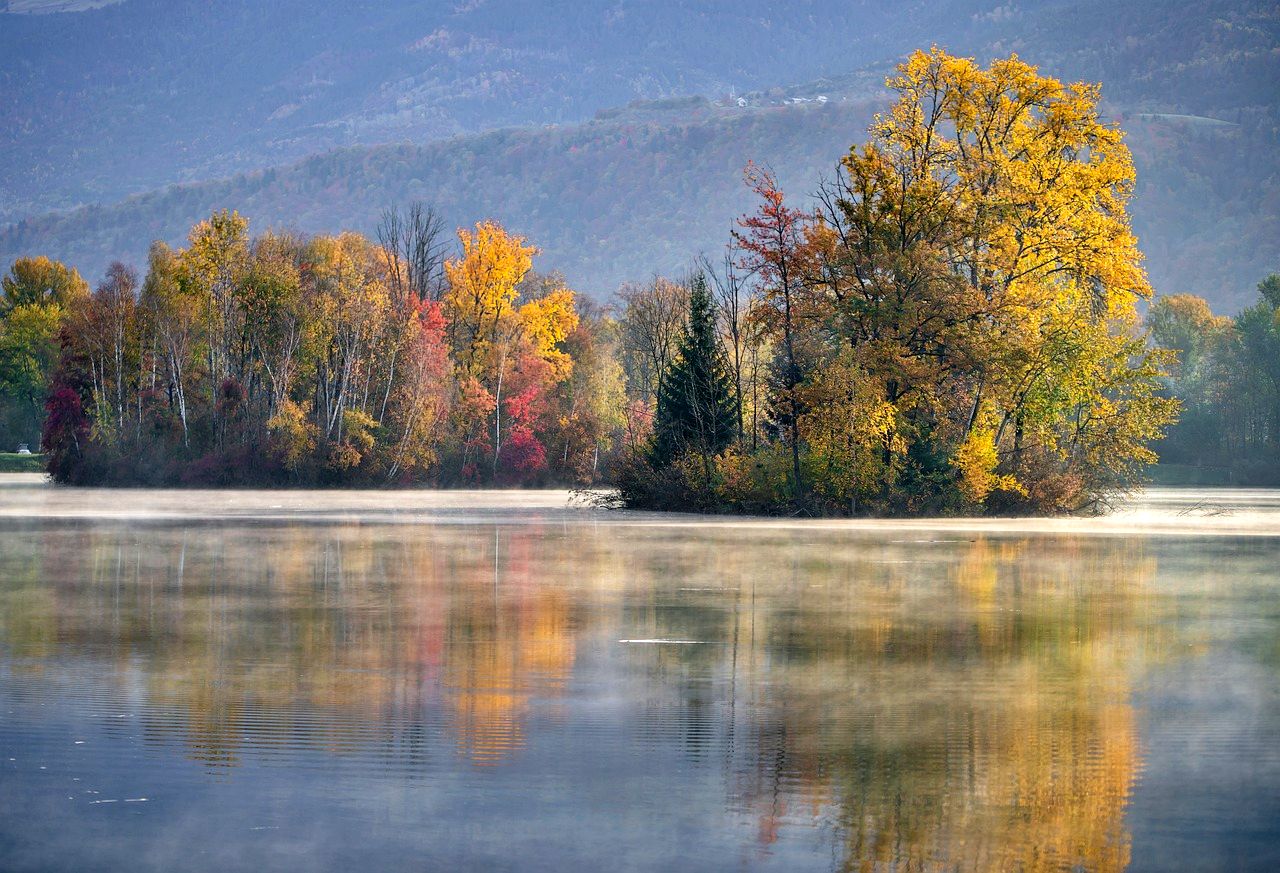Fall colors at Lake Bled, Slovenia