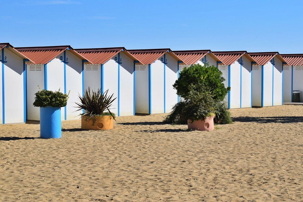 Beach huts in the Lido, Venice