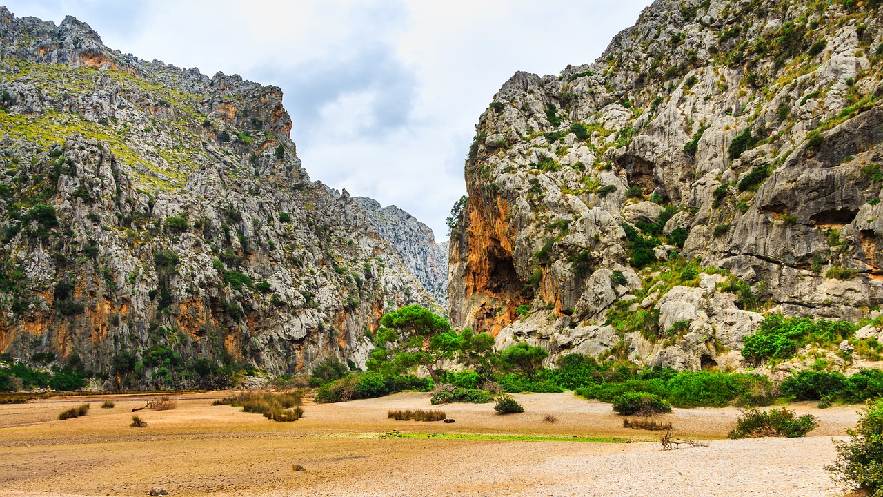 Beach with craggy cliff