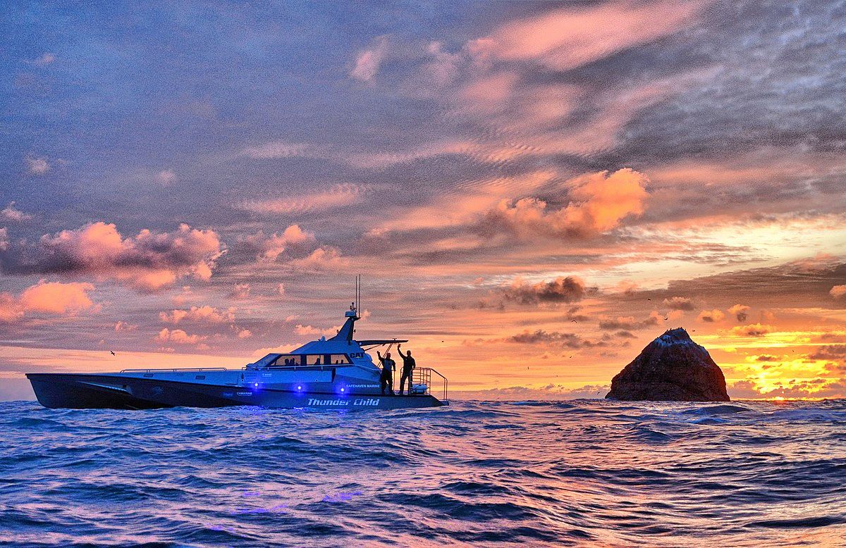 Team Safehaven Marine on Thunder Child at Rockall Island 