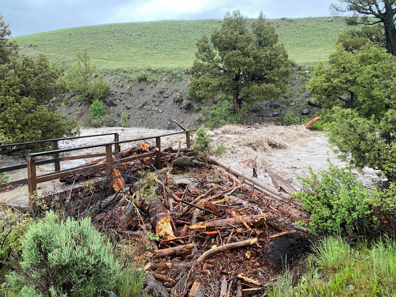 Damage to infrastructure from flooding in YellowstoneDamage to instrastructure from flooding in YellowstoneDamage to instrastructure from flooding in Yellowstone